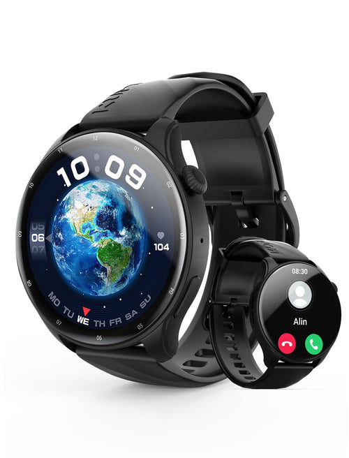 Kumi Smart Watch for Men 1.43 AMOLED Smartwatch 24h Heart Rate Monitor Sleep Monitor 100+ Sport Modes IP68 Waterproof Activity Tracker and Smartwatches for Android and iOS Black